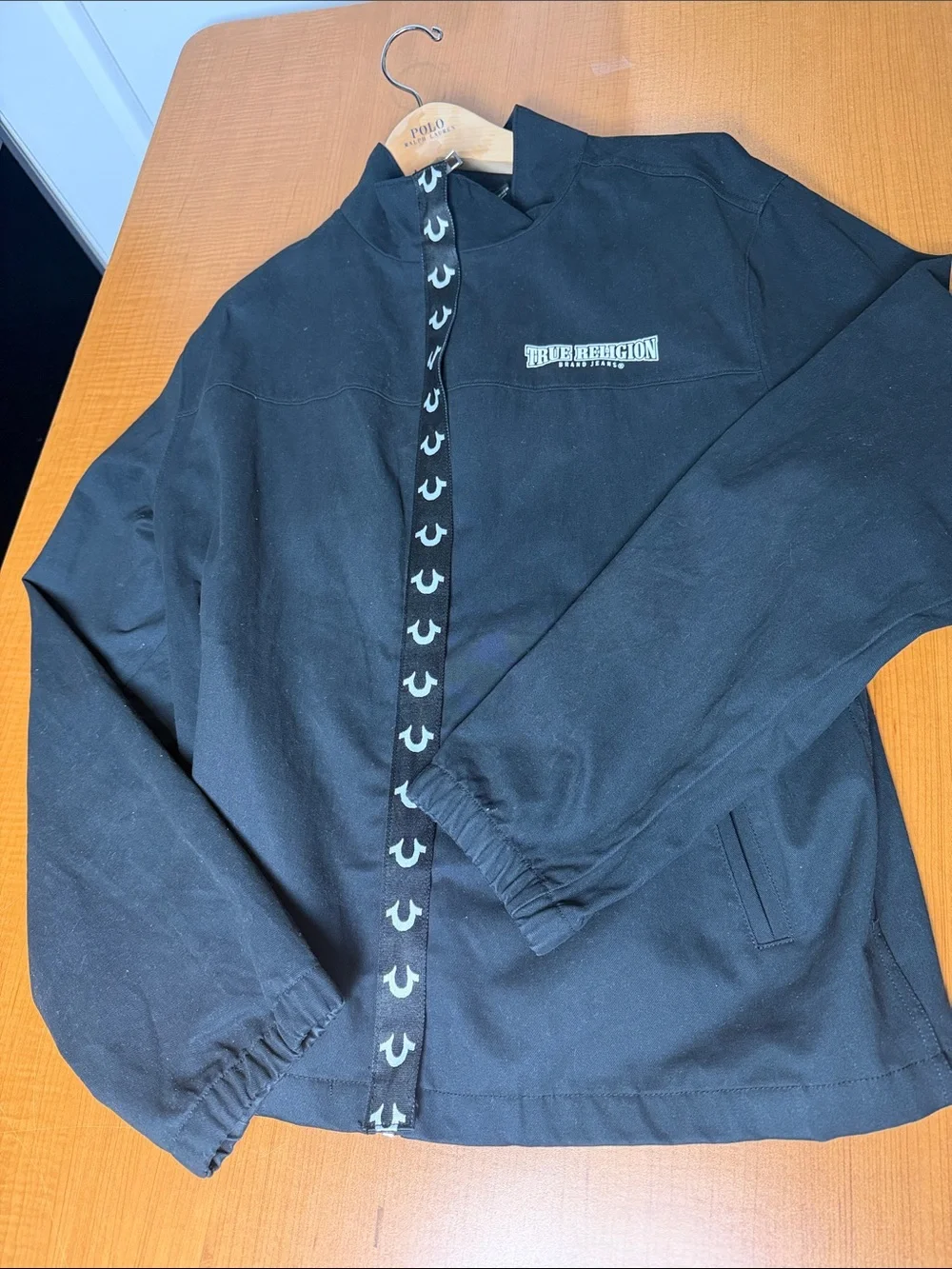 True Religion Black Windbreaker with Signature Trim